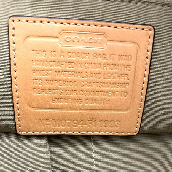 COACH Hampton Nylon Sateen Leather Handbag, ivory and yellow - Picture 7 of 7